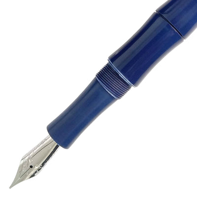 Ranga Thin Bamboo Premium Ebonite Fountain Pen Solid Blue Steel Nib 2