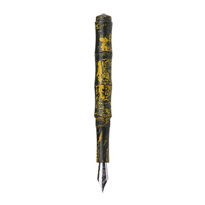 Ranga Thin Bamboo Premium Ebonite Fountain Pen Yellow Black Steel Nib 2