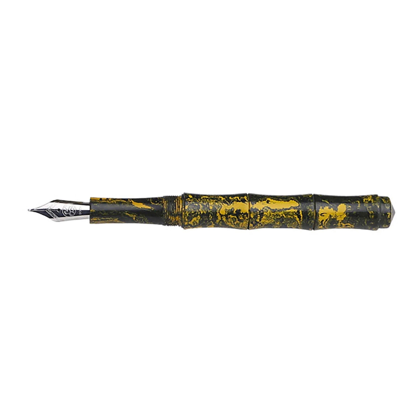 Ranga Thin Bamboo Premium Ebonite Fountain Pen Yellow Black Steel Nib 3