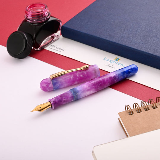 Ranga 3C Premium Acrylic Fountain Pen - Blue Purple Parfait GT