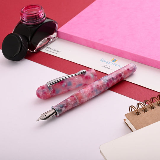 Ranga 3C Premium Acrylic Fountain Pen - Fuschia Cracked Ice CT