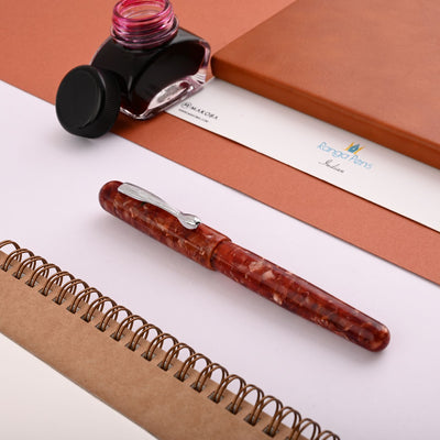 Ranga 3C Premium Acrylic Fountain Pen - Rust Red Cracked Ice CT 2