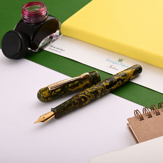 Ranga 3C Premium Ebonite Fountain Pen - Black Yellow GT