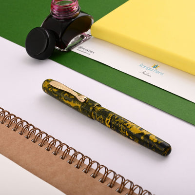 Ranga 3C Premium Ebonite Fountain Pen - Black Yellow GT 2