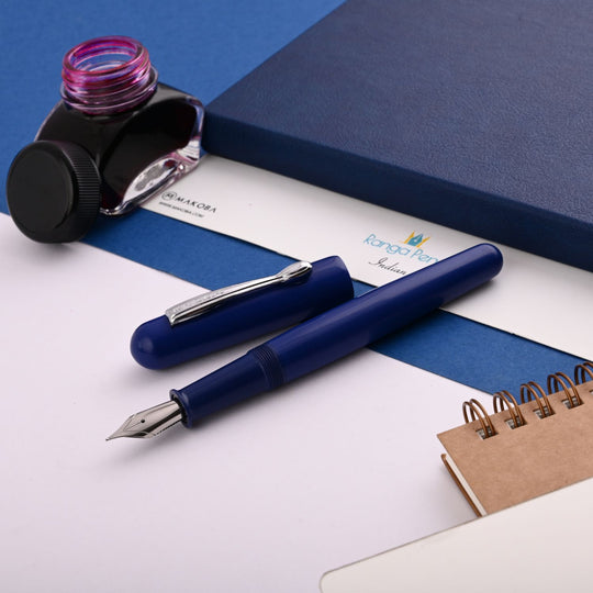 Ranga 3C Premium Ebonite Fountain Pen - Solid Blue CT