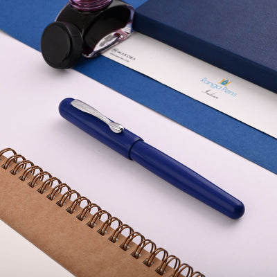 Ranga 3C Premium Ebonite Fountain Pen - Solid Blue CT 2