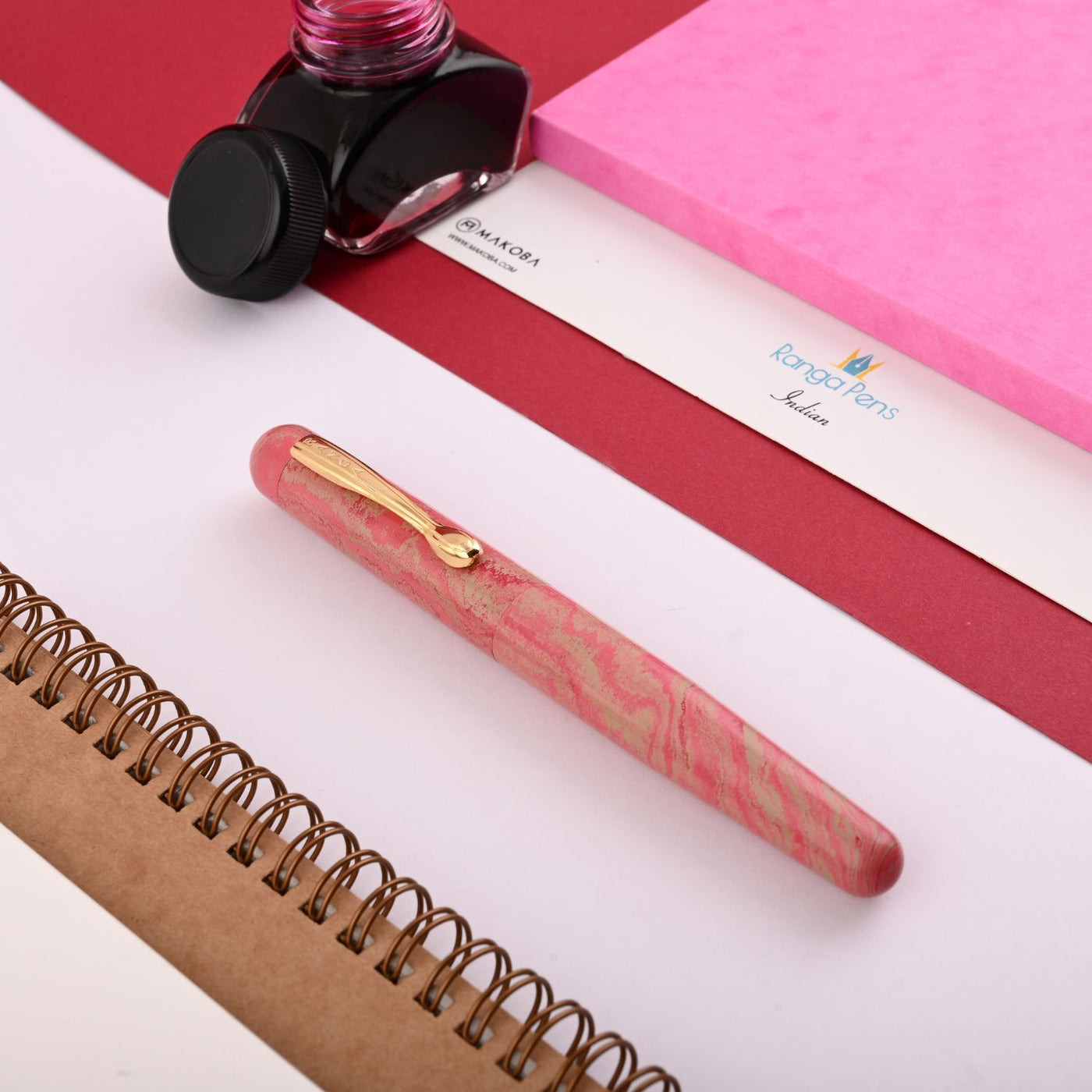 Ranga 4C Premium Ebonite Fountain Pen - Pink Cream GT 2