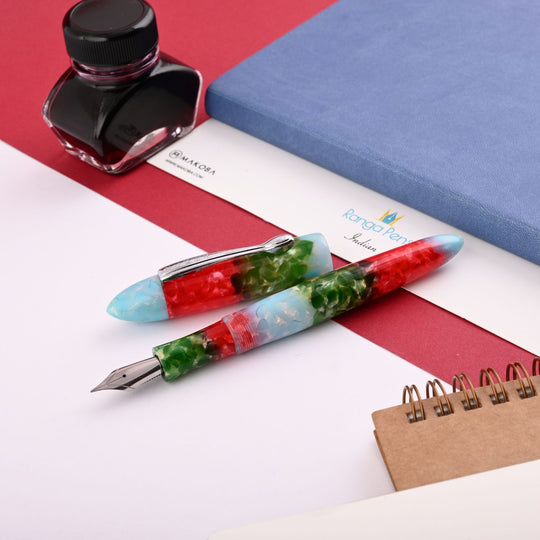 Ranga 8B Premium Acylic Fountain Pen - Hibiscus Sky CT