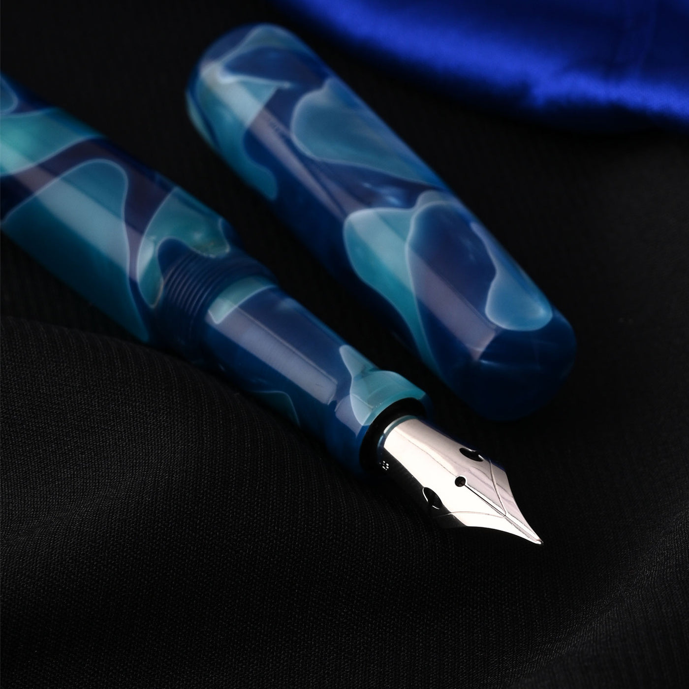 Ranga Abhimanyu Acrylic Fountain Pen Aqua Blue Swirl 7