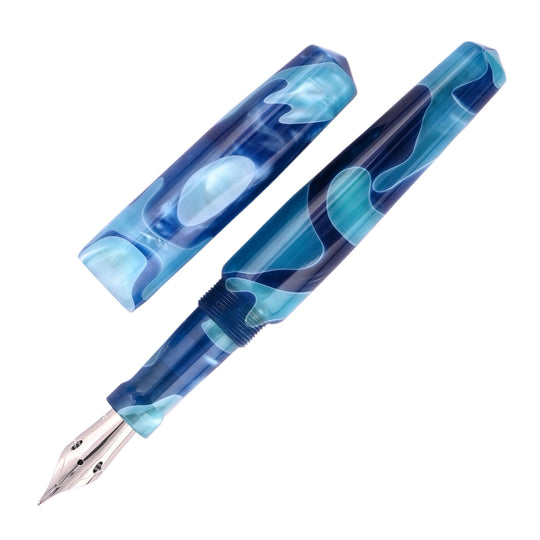 Ranga Abhimanyu Acrylic Fountain Pen - Aqua Blue Swirl