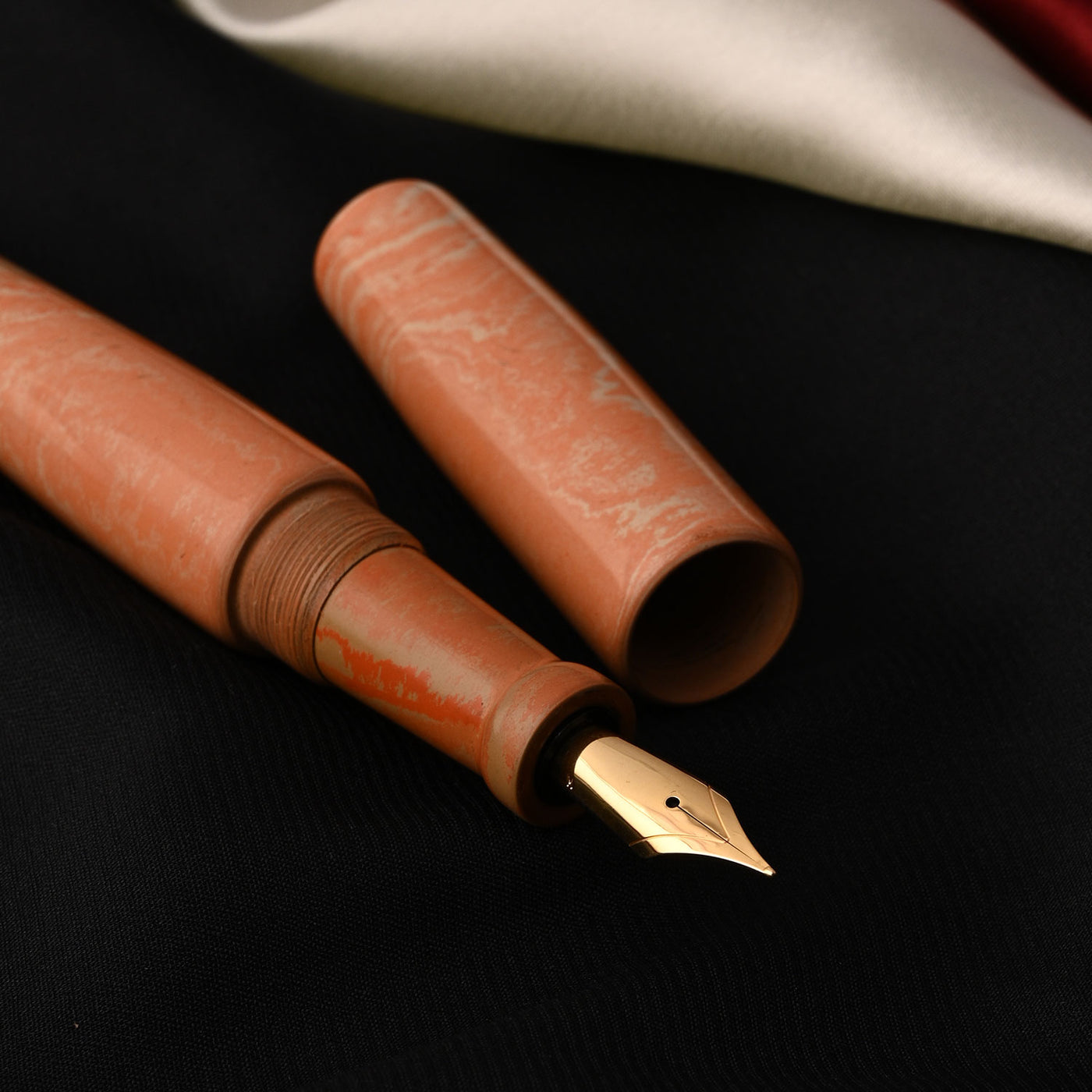 Ranga Abhimanyu Grande Premium Ebonite Fountain Pen Orange/Cream 7