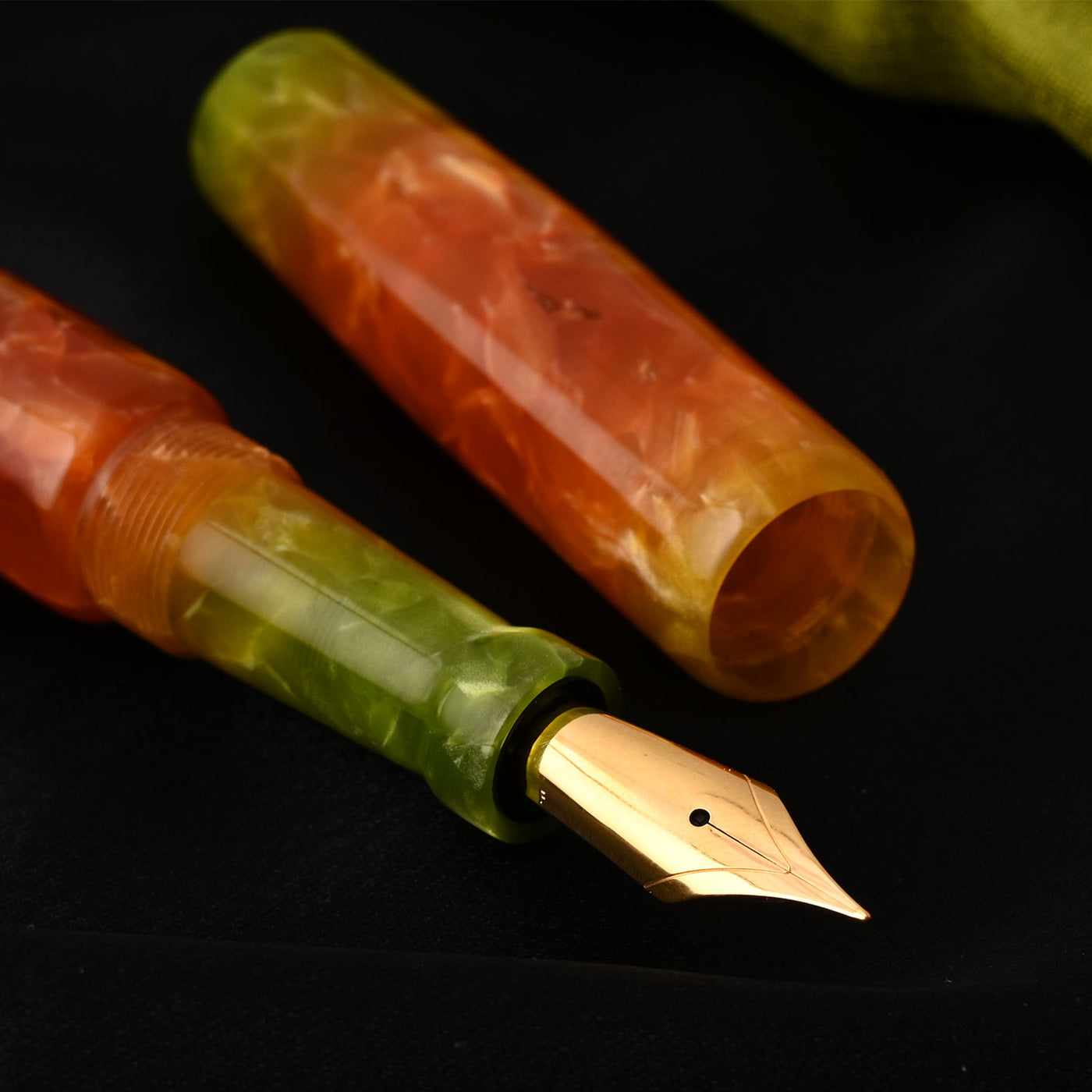 Ranga Abhimanyu Premium Acrylic Fountain Pen - Green Orange Parfait