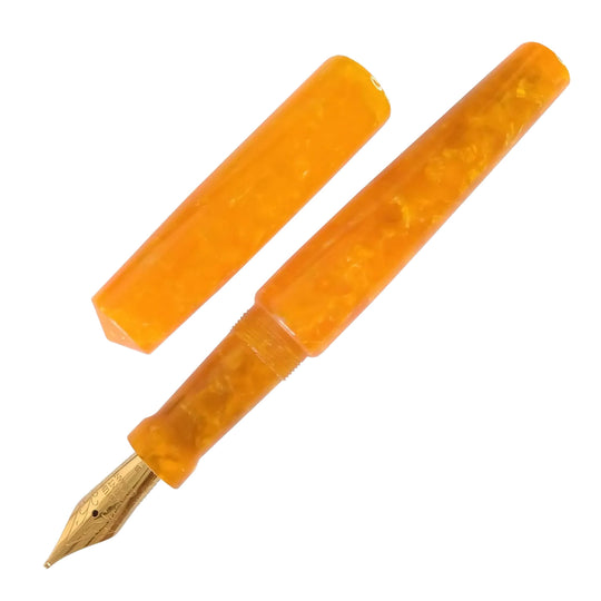 Ranga Abhimanyu Premium Acrylic Fountain Pen, Orange Cracked Ice - Steel Nib