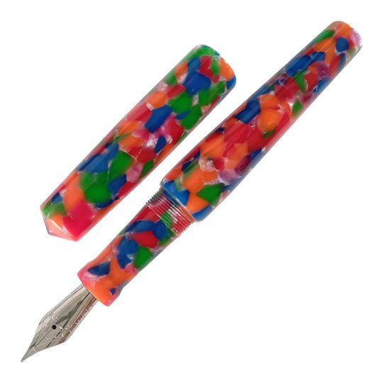 Ranga Abhimanyu Premium Acrylic Fountain Pen, Rainbow Cracked Ice - Steel Nib