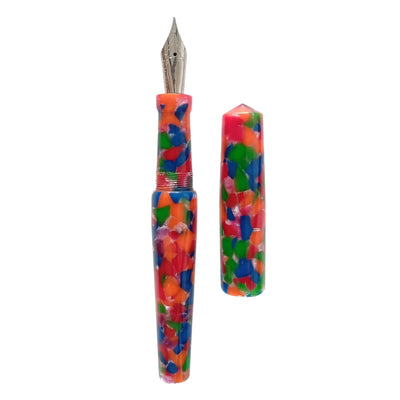 Ranga Abhimanyu Premium Acrylic Fountain Pen Rainbow Cracked Ice Steel Nib 4
