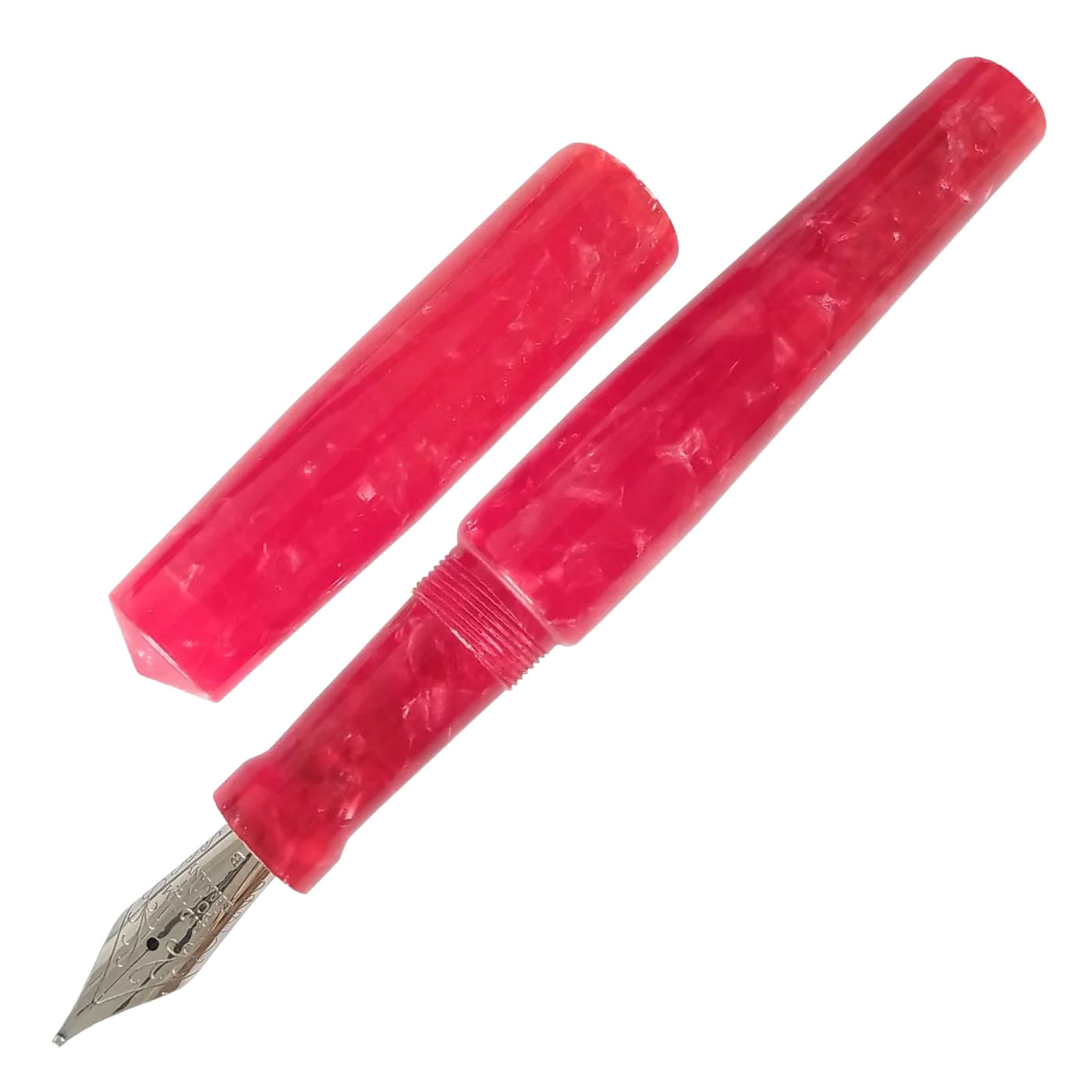 Ranga Abhimanyu Premium Acrylic Fountain Pen Red-On-Red Cracked Ice Steel Nib 1