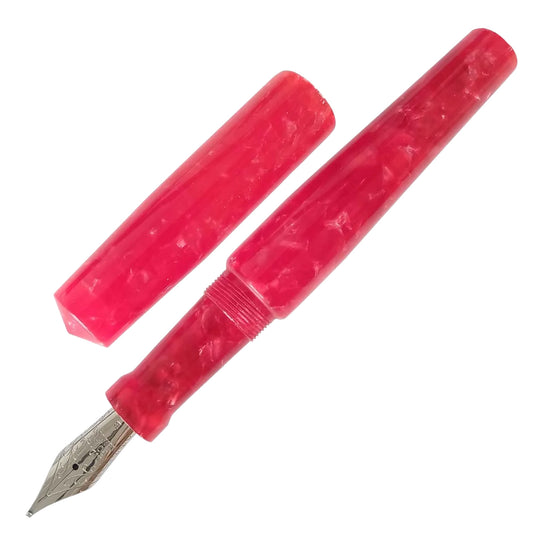 Ranga Abhimanyu Premium Acrylic Fountain Pen, Red-On-Red Cracked Ice - Steel Nib