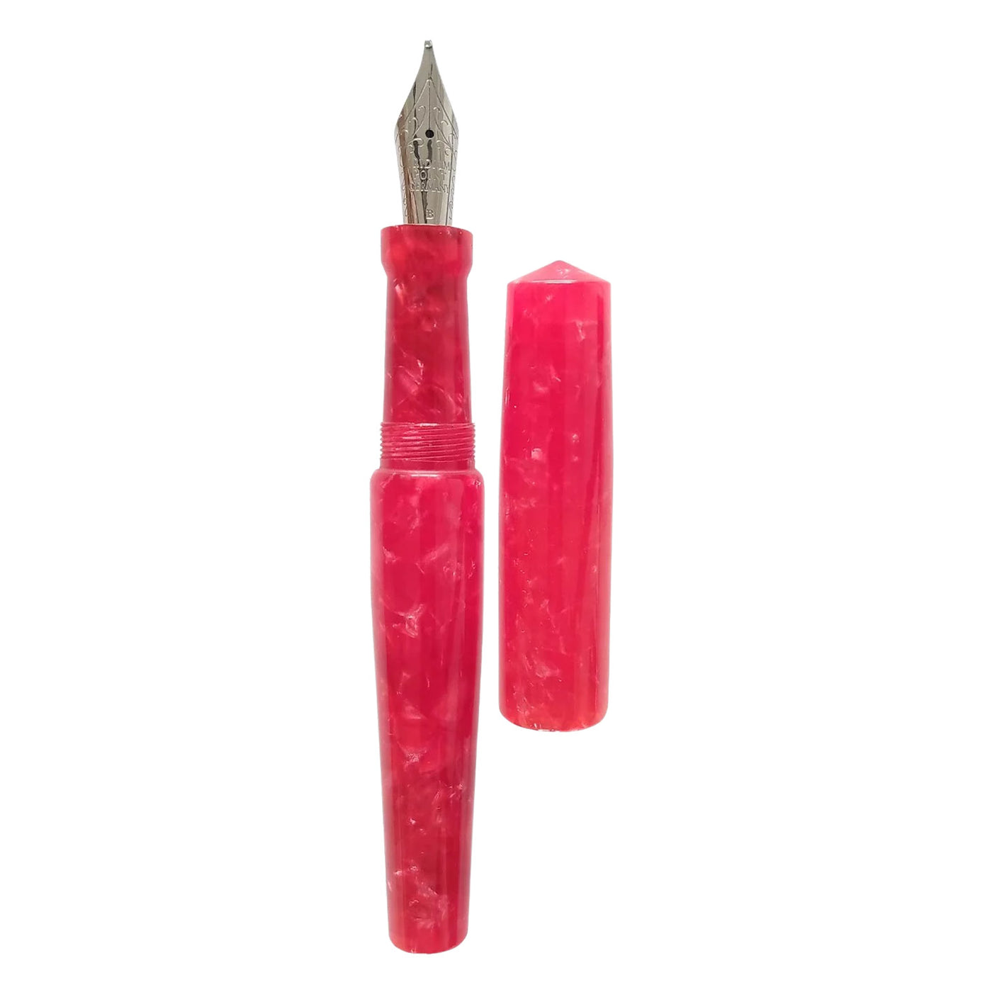 Ranga Abhimanyu Premium Acrylic Fountain Pen Red-On-Red Cracked Ice Steel Nib 4