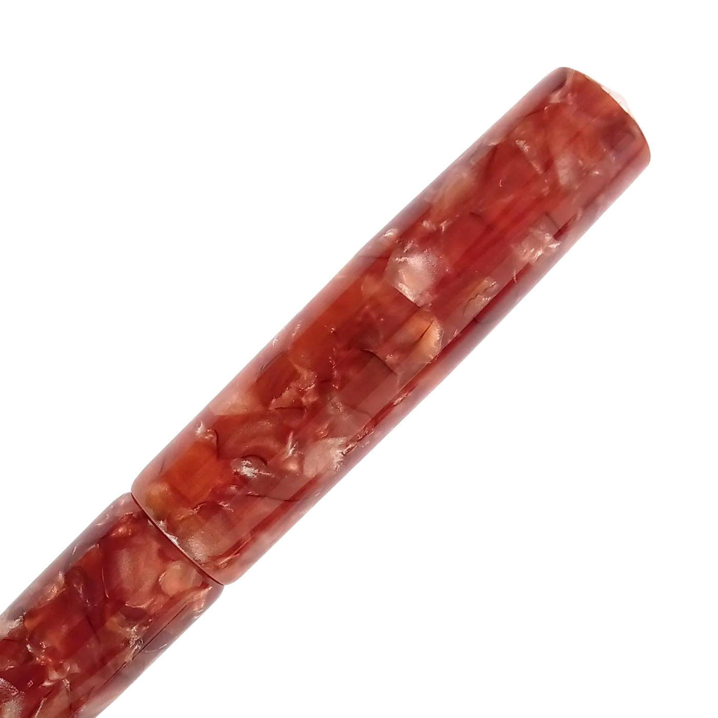 Ranga Abhimanyu Premium Acrylic Fountain Pen Rust Red Cracked Ice Steel Nib 3