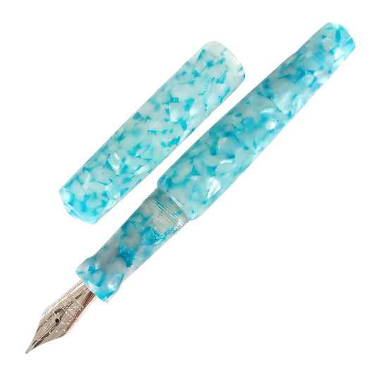 Ranga Abhimanyu Premium Acrylic Fountain Pen, Turquoise Cracked Ice - Steel Nib