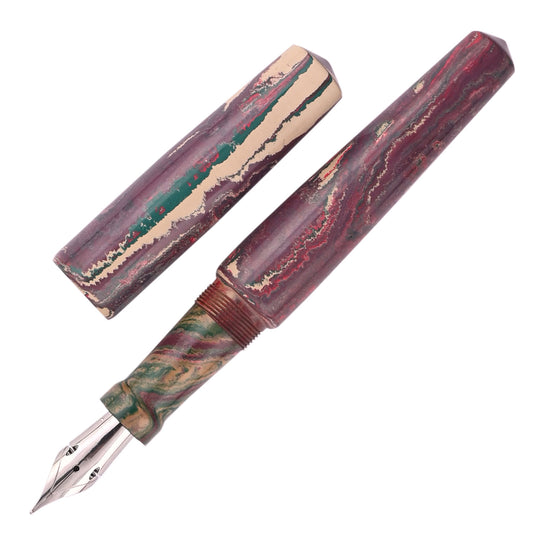 Ranga Abhimanyu Premium Ebonite Fountain Pen - Green/Red/White
