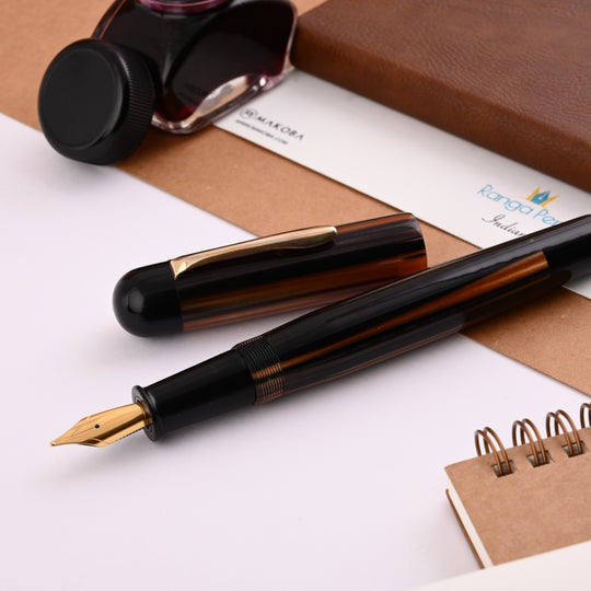 Ranga Majestic Premium Acrylic Fountain Pen - Brown Stripes GT