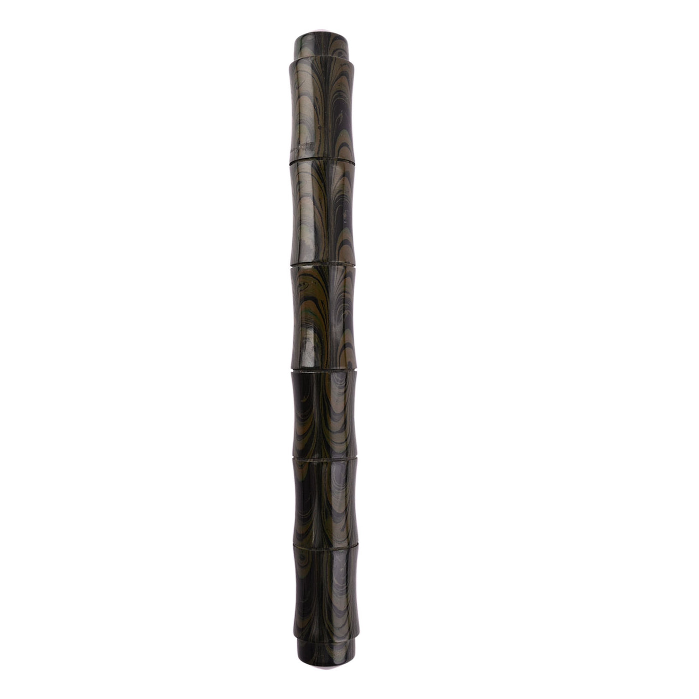 Ranga Regular Bamboo Ebonite Fountain Pen - Olive/Black Ripple
