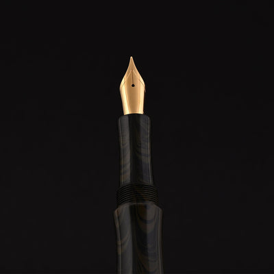 Ranga Regular Bamboo Ebonite Fountain Pen - Olive/Black Ripple