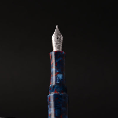 Ranga Regular Bamboo Premium Acrylic Fountain Pen - Blue Red Cracked Ice 8