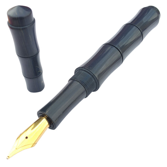 Ranga Regular Bamboo Premium Ebonite Fountain Pen - Blue/White/Grey Woodgrain