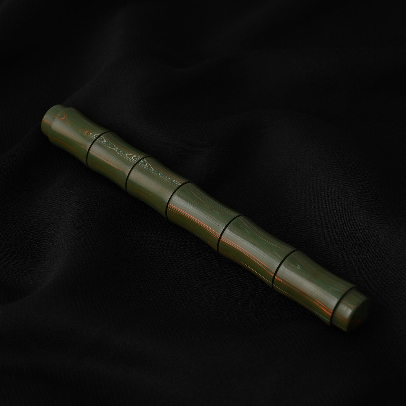 Ranga Regular Bamboo Premium Ebonite Fountain Pen Green/White/Orange Woodgrain 9