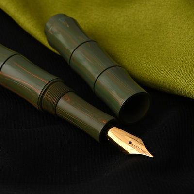 Ranga Regular Bamboo Premium Ebonite Fountain Pen Green/White/Orange Woodgrain 6