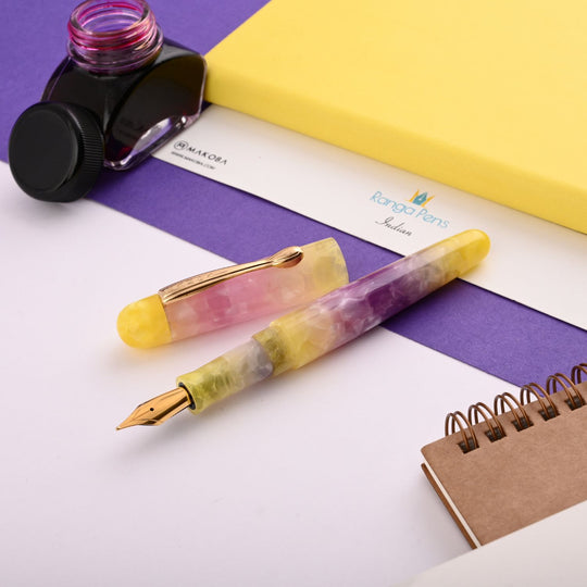 Ranga Samurai Premium Acrylic Fountain Pen - Yellow Blue Parfait GT