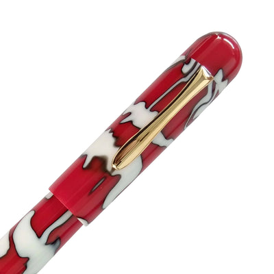 Ranga Splendour Round Regular Acrylic Fountain Pen White  Red Swirl Steel Nib 3