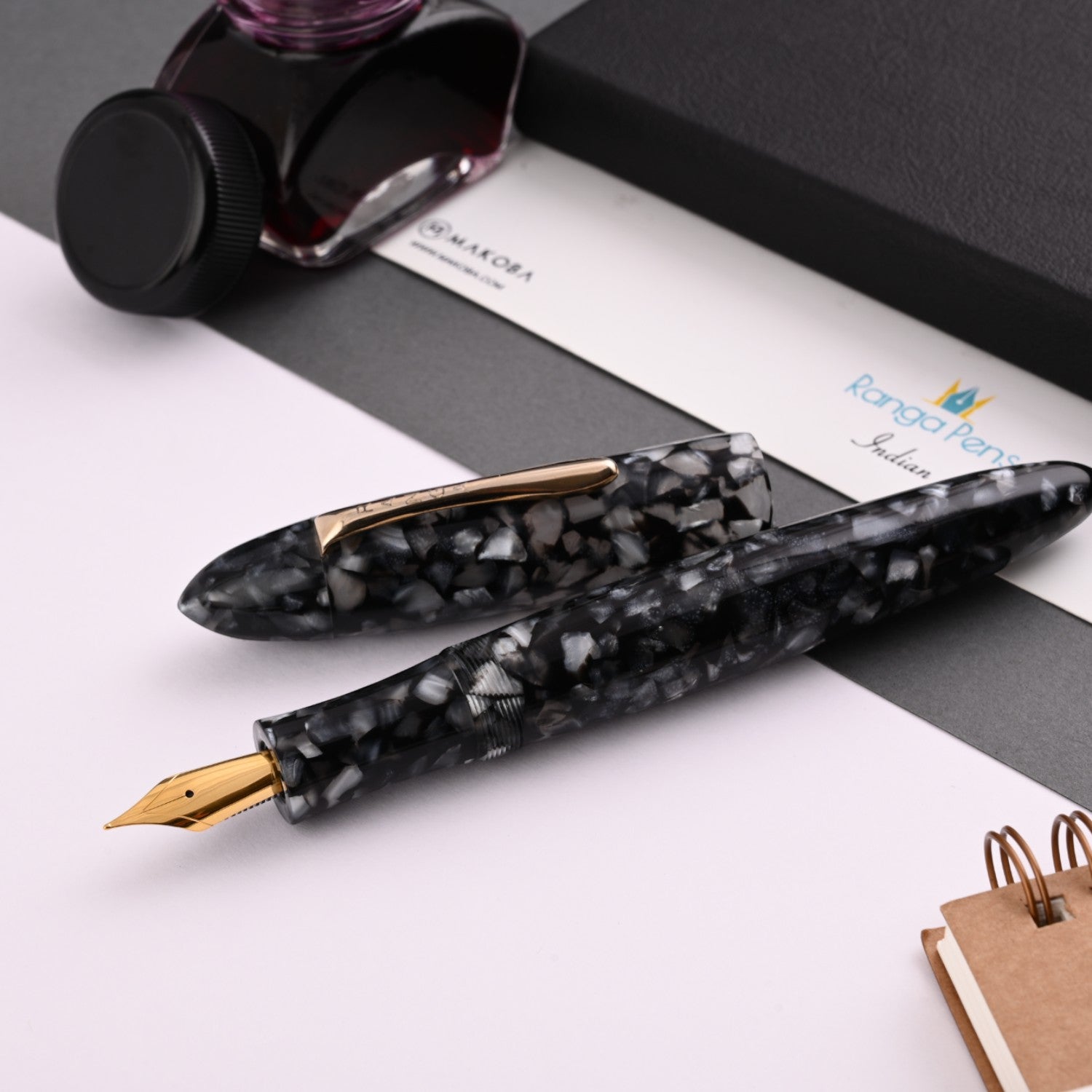 Ranga Splendour Torpedo Premium Acrylic Fountain Pen - Black Cracked I ...