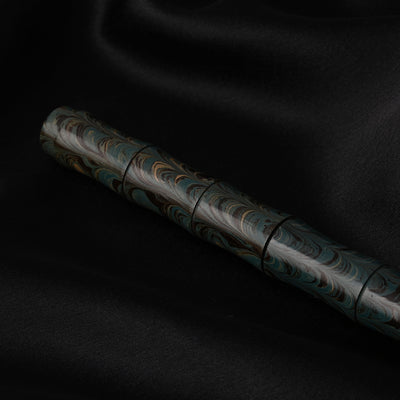 Ranga Thin Bamboo Ebonite Fountain Pen Green Black Ripple 11