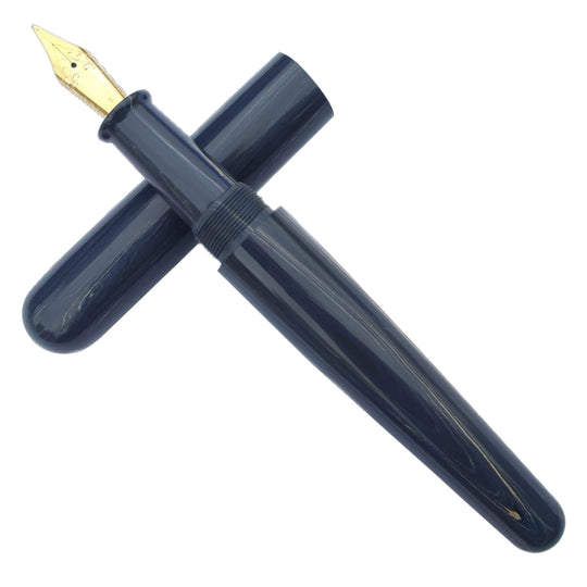 Ranga #5 Premium Ebonite Fountain Pen - Blue White Grey Woodgrain