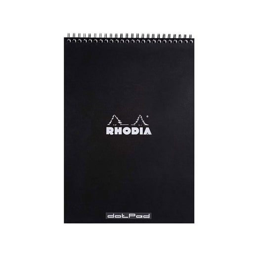 Rhodia Classic Spiral Black Notepad - A4, Dotted