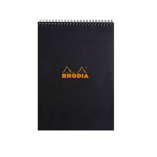 Rhodia Classic Spiral Black Notepad - A4, Ruled
