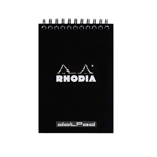 Rhodia Classic Spiral Black Notepad - A6, Dotted