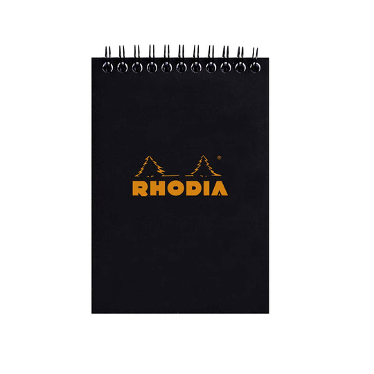 Rhodia Classic Spiral Black Notepad - A6, Squared