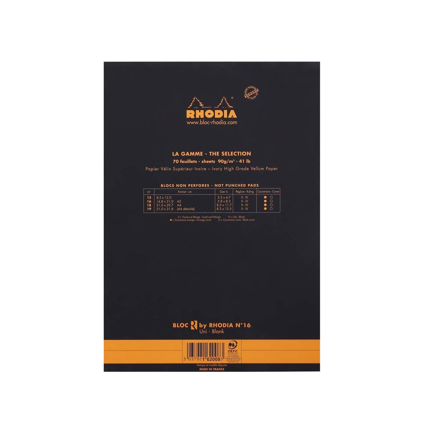Rhodia No.16 "Le R" Black Notepad - A5, Plain 3