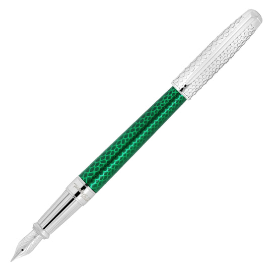 S. T. Dupont Line D Eternity Snake Skin Large Sized Fountain Pen - Green CT