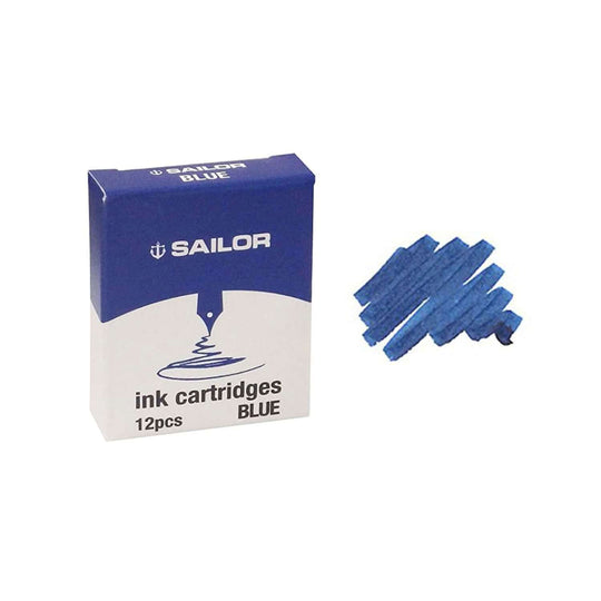 Sailor Dye Based Ink Cartridge, Blue - Pack Of 12