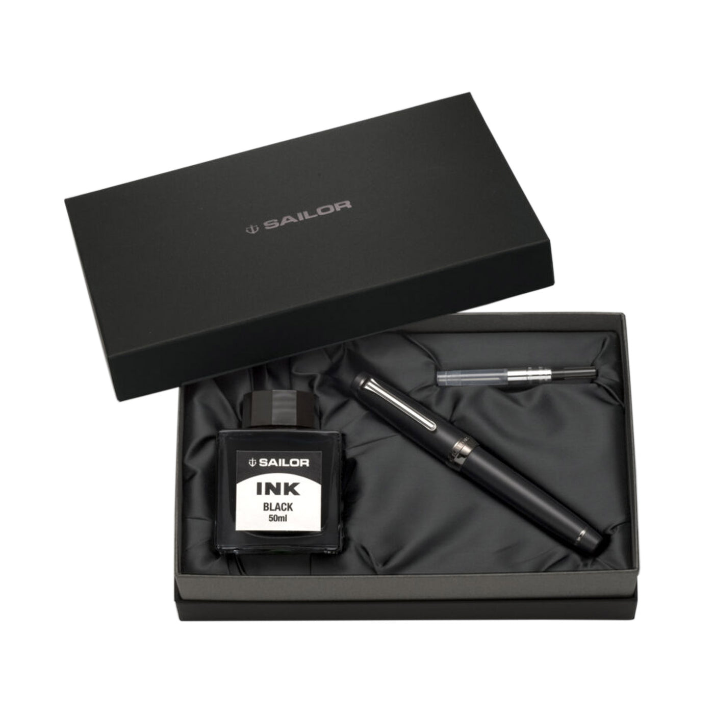 Sailor Professional Gear Fountain Pen, Imperial Black  Ruthenium Trim – 21K Gold Nib