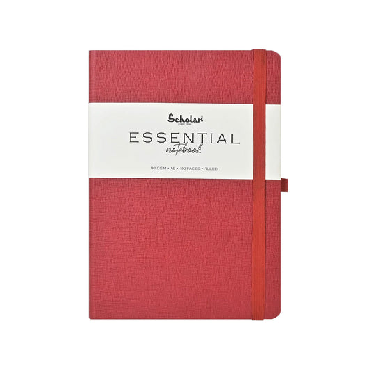 Scholar Essential Red Notebook - A5, Ruled