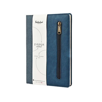 Scholar Zipper Blue Notebook - A5 Ruled 2