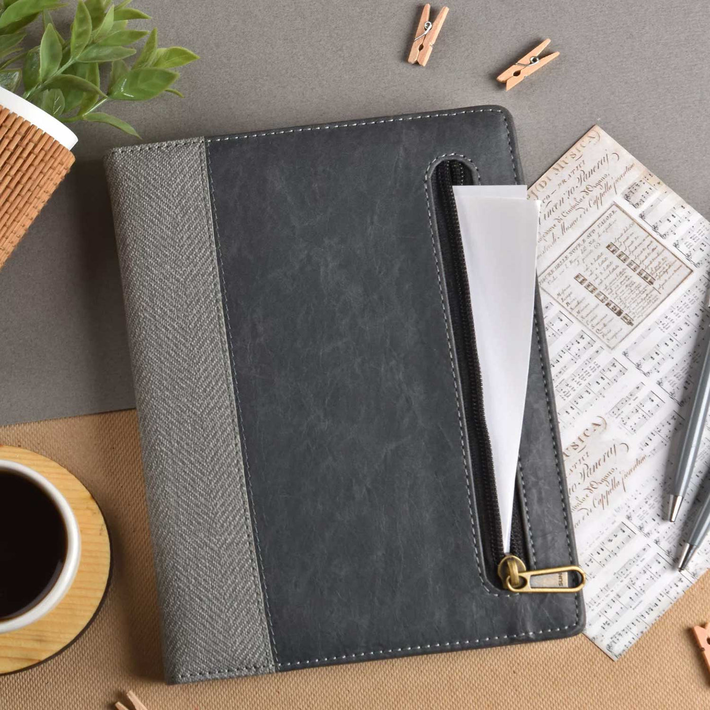 Scholar Zipper Grey Notebook - A5 Ruled 5