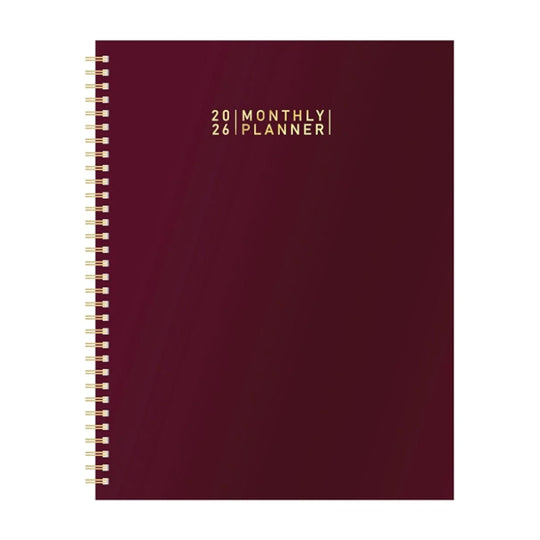 Scholar 2026 Spiral Monthly Planner - Maroon