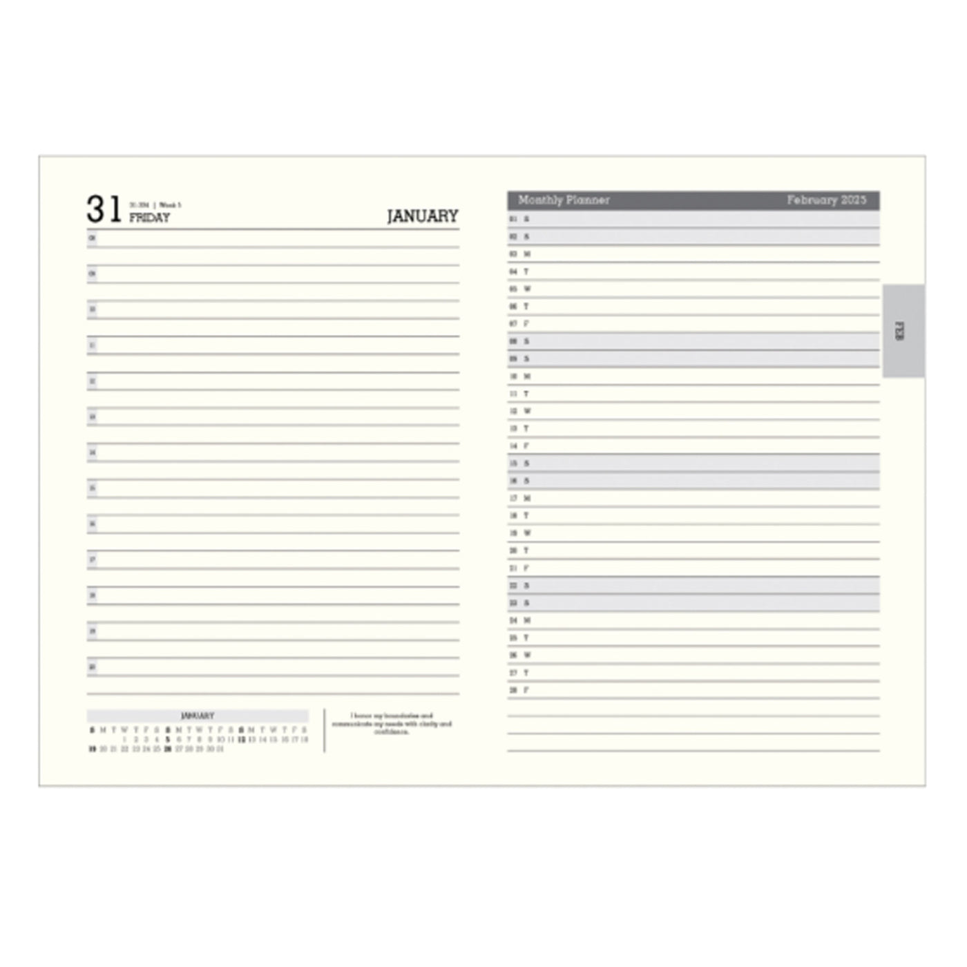 Scholar Timber 2025 A5 Daily Planner – Tan 3